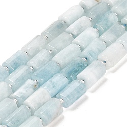 Chapelets de perles en aigue-marine naturelle, avec des perles de rocaille, colonne facettes, 9~11x6~7.5x6~7.5mm, Trou: 1.2mm, Environ 30 pcs/chapelet, 15.16~15.55 pouce (38.5~39.5 cm)