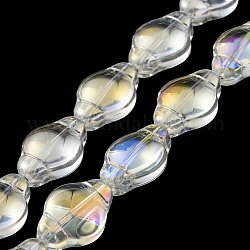 Electroplate transparentes abalorios de vidrio hebras, chapado en arco iris , linterna, claro ab, 12.5x9x5.5mm, agujero: 1 mm, aproximamente 50 pcs / cadena, 25.43 pulgada (64.6 cm)