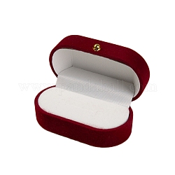 Boîtes à bijoux à anneau unique en velours, étui de rangement pour alliances, ovale, firebrick, 7x4x3 cm