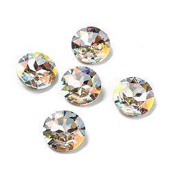 Стеклянные кабошоны со стразами в стиле AB, задние и задние, граненые, плоско-круглые, светлый кристалл ab, 27x9.5 мм