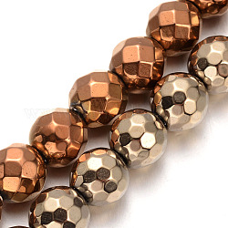 Chapelets de perles en hématite électrolytique sans magnétique, ronde à facettes, couleur mixte, 8mm, Trou: 1mm, Environ 51 pcs/chapelet, 15.7 pouce