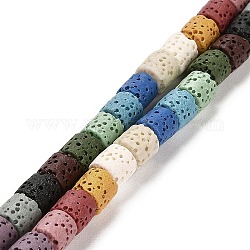 Fili di perle di roccia lavica naturale, colonna, tinto, colorato, 6~6.5x6~6.5mm, Foro: 1.4 mm, circa 62pcs/filo, 15.75 pollice (40 cm)