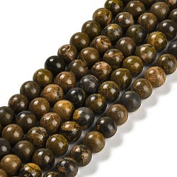 Fili di perle di diaspro naturale calabrone, tondo, 6~6.5mm, Foro: 1 mm, circa 61pcs/filo, 15.24 pollice (38.7 cm)