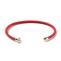Fabrication de bracelet manchette en acier inoxydable, avec accessoire en laiton de ton doré, pour la moitié de perles percées, rouge, diamètre intérieur: 1-3/4x2-3/8 pouce (4.6x6 cm), pin: 1 mm