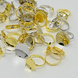 Mixed Brass Pad Ring Settings DIY Finger Ring Findings, Mixed Color, 17mm, Tray: 6~19mm