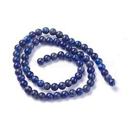 Chapelets de perles en lapis-lazuli naturel, ronde, 6mm, Trou: 1mm, Environ 60~68 pcs/chapelet, 15 pouce ~ 15.27 pouces (38.2~38.8 cm)