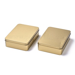 Неисправен продажа распродажа, прямоугольные пустые ящики из белой жести, со съемными крышками, мини-контейнеры переносные коробки, матовый золотой цвет, 14.9x10.9x4.05 см