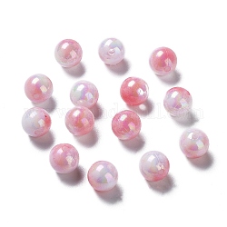 Perle acriliche opache bicolore, tondo, rosa caldo, 10mm, Foro: 1.8 mm, circa 1020pcs/500g