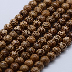 Fili di perline di legno wengè naturale, tondo, 10 mm, su 38 pc / strand, 15.1 pollici (38.5 cm)