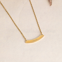 Colliers pendentif en acier inoxydable, rectangle incurvé avec mot amour, véritable 18k plaqué or, 17.32 pouce (44 cm)