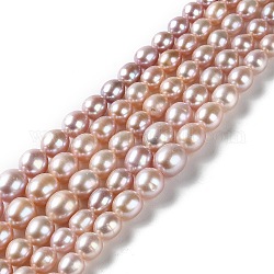 Fili di perle di perle d'acqua dolce coltivate naturali, riso sfumato, grado 6a+, marrone rosato, 4~10x4~9mm, Foro: 0.5 mm, circa 59pcs/filo, 15.75'' (40 cm)