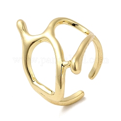 Латунные открытые кольца манжеты, Полое кольцо с кораллом для женщин, реальный 18k позолоченный, размер США 5 1/2 (16.1 мм), 2~23 мм