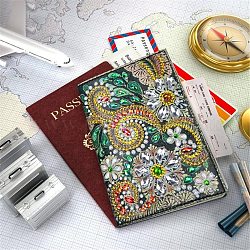 Kit di copertura del passaporto con pittura diamante fai da te, compresi strass in resina, penna adesiva diamante, vassoio piatto e colla di argilla, colorato, 140x200mm