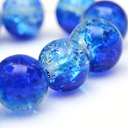 Dipinto di cottura fili di perline di vetro crackle, tondo, blu, 6mm, Foro: 1.3~1.6 mm, circa 133pcs/filo, 31.4 pollice