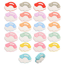 CHGCRAFT 22Pcs 11 Colors Cloud & Rainbow Food Grade Eco-Friendly Silicone Beads, Chewing Beads For Teethers, DIY Nursing Necklaces Making, Mixed Color, 22x29.5x7.6mm, Hole: 2mm, 2pcs/color
