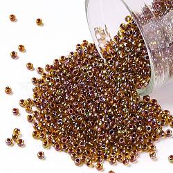 TOHO Round Seed Beads, Japanese Seed Beads, (1825) Inside Color AB Hyacinth/Opaque Purple Lined, 15/0, 1.5mm, Hole: 0.7mm, about 15000pcs/50g