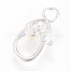 Alloy Lobster Claw Clasps, Silver Color Plated, 27x14x6mm, Hole: 4mm