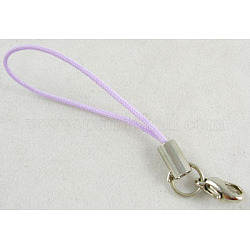 Cord Loop Mobile Phone Straps, with Brass Lobster Claw Clasps, Lavender, 60mm