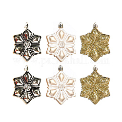 Schneeflocken-Ornamente aus Kunststoff, hängende Dekorationen des Weihnachtsbaumes, für Weihnachtsfeier Geschenk Hauptdekoration, blass Goldrute, 85 mm, 6 Stück / Beutel