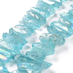 Натуральный кристалл кварца точки бусины нити, окрашенные, самородки, бледные бирюзовая, 15~30x4~8x4~7 мм, отверстие : 1 мм, 8 дюйм
