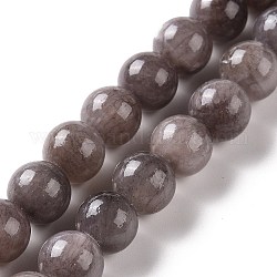 Chapelets de perles en jade Mashan naturel, teinte, ronde, grises , 6mm, Trou: 1mm, Environ 66 pcs/chapelet, 16 pouce