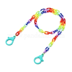 Collares de cadena de cable de acrílico personalizados, cadenas de gafas, cadenas de bolsos, con cierres de langosta de plástico, turquesa oscuro, 26.57 pulgada (67.5 cm)