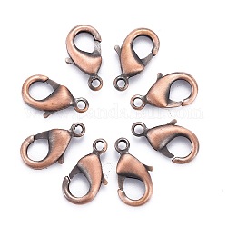 Brass Lobster Claw Clasps, Parrot Trigger Clasps, Lead Free & Cadmium Free, Brushed Red Copper, 15x8x3mm, Hole: 2mm