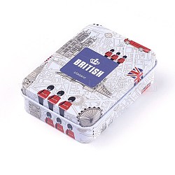 Mini scatola di immagazzinaggio in latta carina, contenitore di monili, scatola di caramelle, rettangolo con il modello, colorato, 9.5x6.9x2.6cm