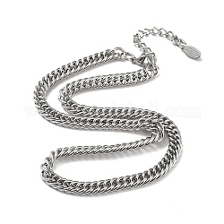 304 Stainless Steel Cuban Link Chain Necklace, Stainless Steel Color, 16.14 inch(41cm)