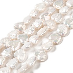 Naturali keshi perline perle fili, perle barocche, perla d'acqua dolce coltivata, cuore, grado 5 un, papayawhip, 12~15x11.5~13x4~6.5mm, Foro: 0.5 mm, circa 33~34pcs/filo, 14.76~14.96 pollice (37.5~38 cm)
