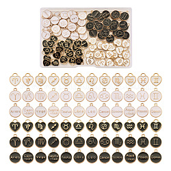 Cheriswelry 8 Sets 4 Stile hellvergoldete Legierungs-Emaille-Anhänger, zwölf Konstellationen / Sternbild, Mischfarbe, 2sets / style