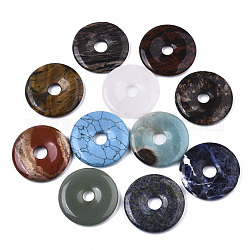 Ciondoli di pietre preziose misti naturali e sintetici, ciambella / disco pi, 39~40x5~6mm, Foro: 8~9 mm