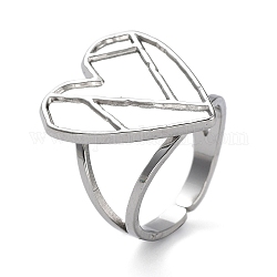 304 компонент кольца открытой манжеты из нержавеющей стали, настройки кольца чашки безеля, сердце, цвет нержавеющей стали, внутренний диаметр: 16.6 мм