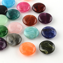 Perles acryliques rondes d'imitation pierre précieuse, couleur mixte, 22x8.5mm, Trou: 2mm
