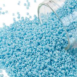 TOHO Round Seed Beads, Japanese Seed Beads, (403) Opaque AB Blue Turquoise, 15/0, 1.5mm, Hole: 0.7mm, about 3000pcs/10g