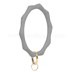 Porte-clés bracelet en silicone, avec anneau de porte à ressort en alliage, or, grises , 9.5 cm