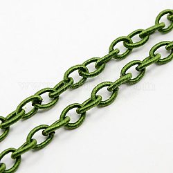 Handgefertigte Kabelschlaufe aus Nylon, Oval, lime green, 8~9x11~13x2 mm, ca. 85 cm / Strang, 33.5 Zoll