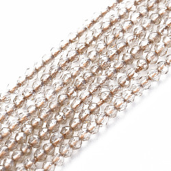 Electroplated Glass Beads Strands, Pearl Luster Plated, Faceted, Rondelle, Light Grey, 2mm, Hole: 0.5mm, about 192~194pcs/strand, 12.99~13.39 inches(33~34cm)