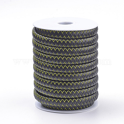 Плоские микрофибры pu кожаные плетеные шнуры, со стальными проводами и шнурами из микрофибры внутри, желтые, 11~12x6 мм, около 10.93 ярда (10 м) / рулон