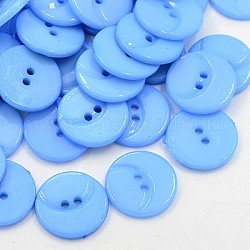 Acryl Annähen Knöpfen für die Kunden, Kunststoff Hemdknöpfe, 2-Loch, gefärbt, flach rund mit Mond-Muster, Kornblumenblau, 17x1.5 mm, Bohrung: 1 mm
