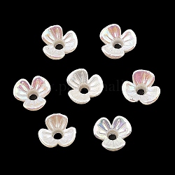 Acrylic Bead Caps, UV Plating, 3-Petal Flower, WhiteSmoke, 6.5x6.5x3mm, Hole: 1.2mm