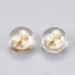 Auricolari in silicone, schienali orecchino, con accessori di ottone, mezzo tondo, nichel libero, vero placcato oro 18k, 5x3.5mm, Foro: 0.5 mm