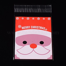 OPP Sacs de cellophane rectangle, avec le modèle de Noël Noël, rouge, 13x8 cm, épaisseur unilatérale: 0.035 mm, mesure intérieure: 10x8 cm, environ 95~100 pcs / sachet 