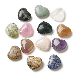 Pierres de guérison naturelles mélangées, coeur amour pierres, pierres de poche pour l'équilibrage du reiki, 24~25x28x10~11mm