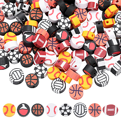 SUNNYCLUE 160PCS 8 Styles 10mm Sports Beads Bulk Mini Sports Ball Beads Sport Ball Basketball Baseball Soccer Small Double Sided Cute Polymer Clay Spacer Beads for Jewelry Making Beading Kit Bracelets