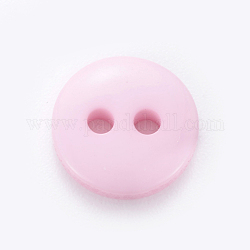 2-дырочные плоские круглые смолы швейные кнопки для дизайна костюма, розовые, 9x2 мм, отверстие : 1 мм