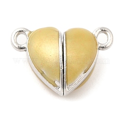 Fermoirs magnétiques en émail en alliage de coeur, Pour la fabrication de colliers et pendentifs de bracelets de bijoux de couple, platine, verge d'or pale, 10x15x7mm, Trou: 1.4mm