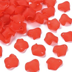 Transparente Acryl Perlen, matt, Blütenblatt, rot, 15x14.5x5 mm, Bohrung: 2 mm, ca. 1700 Stk. / 500 g