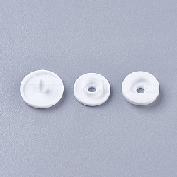 Fermetures à pression en résine, boutons imperméables, plat rond, blanc, bouchon: 12x6.5mm, pin: 2 mm, stud: 10.5x3.5mm, Trou: 2mm, prise: 10.5x3 mm, Trou: 2mm