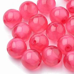 Resin Beads, with Glitter Powder Inside, Round, Cerise, 12mm, Hole: 2mm